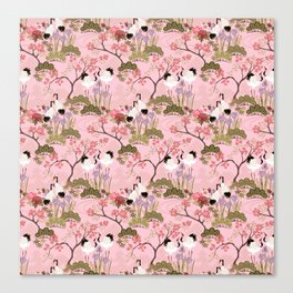 Japanese Garden in Pink Canvas Print