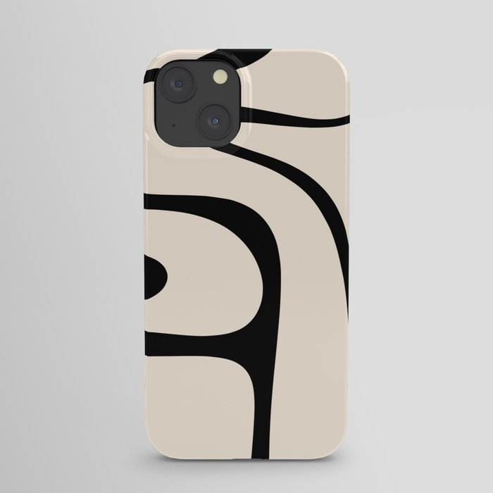 Copacetic Retro Abstract in Black and Almond Cream iPhone Case