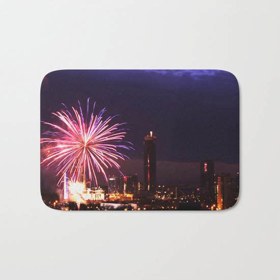 Firework in storm clouds Bath Mat