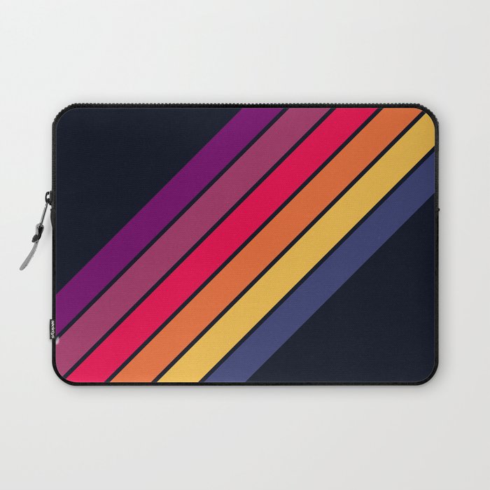 Fantasma - 70s Rainbow Colors Vintage Style Retro Stripes Laptop Sleeve