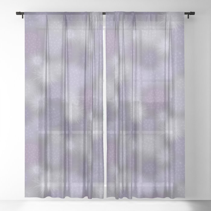 Poof Balls In Lavender And Gray Sheer Curtain By Fischerfinearts Society6