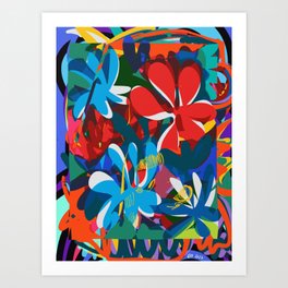Abstract Colorful Spring Flowers Pattern Art Art Print