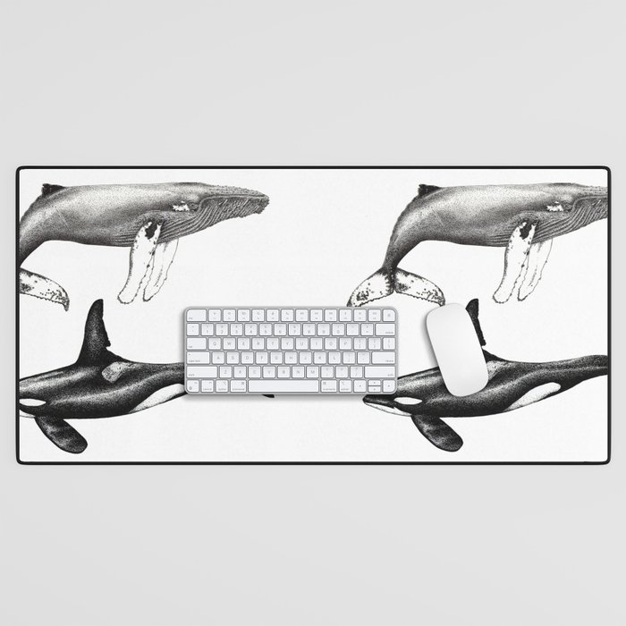 Orca killer whale and humpback whale Desk Mat