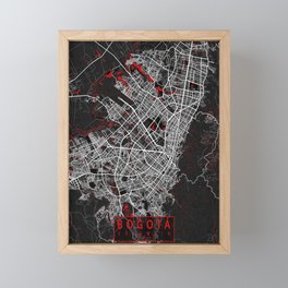Bogota City Map of Colombia - Oriental Framed Mini Art Print
