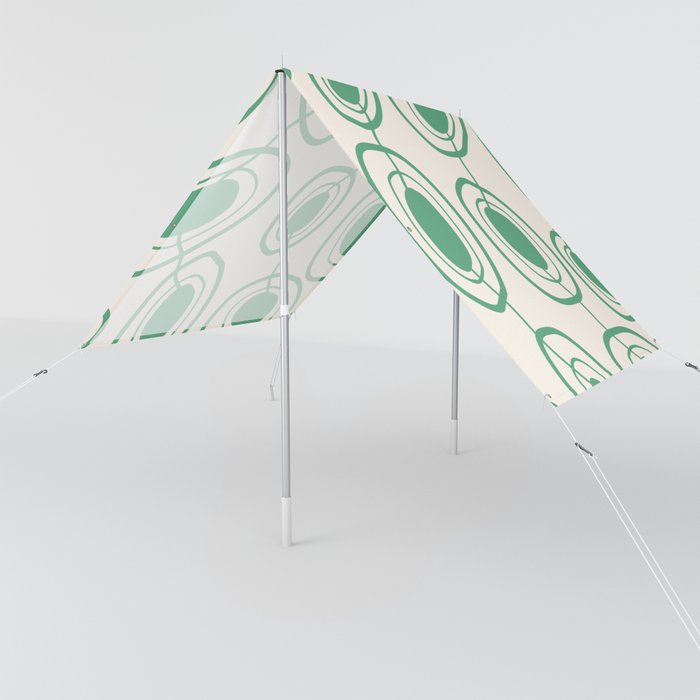 Abstract Mid Century Modern Shapes PatternSeamless - Eggshell and Green Sun Shade