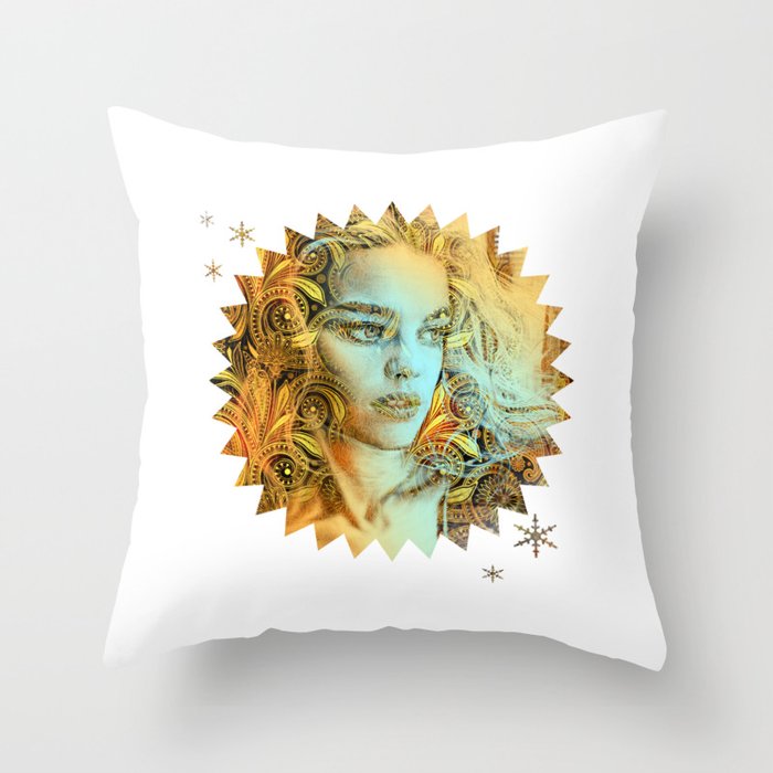 Golden Lady Throw Pillow