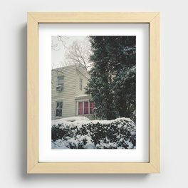 Pink Window In The Snow Recessed Framed Print
