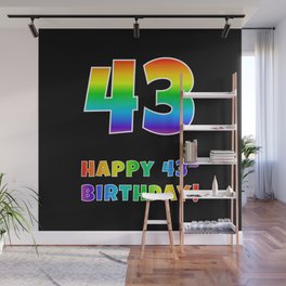 [ Thumbnail: HAPPY 43RD BIRTHDAY - Multicolored Rainbow Spectrum Gradient Wall Mural ]