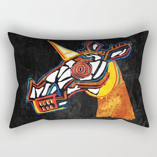 Basquiat Skull Unicorn Rectangular Pillow