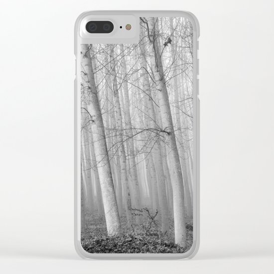 Foggy Poplars. BW Clear iPhone Case