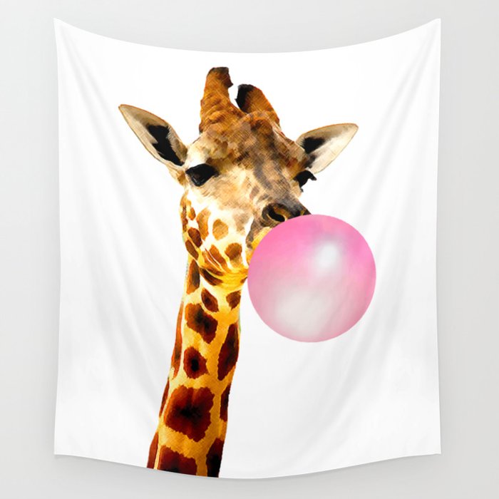 Giraffe Chewing Gum Wall Tapestry