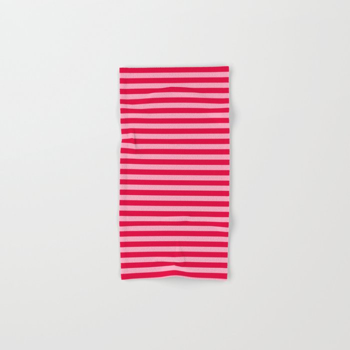 Retro, Beach, Colorful Stripes, Pink and Red Hand & Bath Towel