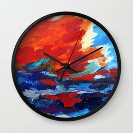 Abstract Sunset Blue Ocean Wall Clock