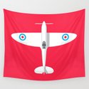 Spitfire WWII fighter aircraft - Crimson Wandbehang