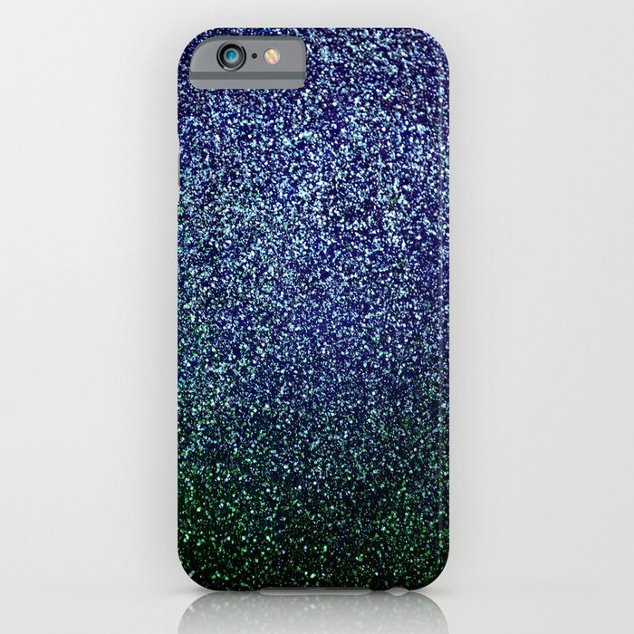 Pixel Sparkle Indigo Midnight Blue Green iPhone Case