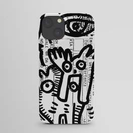 Creatures Graffiti Black and White on French Train Ticket iPhone Case