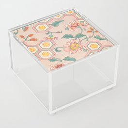 Flowers on Hexagon Vintage Japanese Retro Pattern Acrylic Box