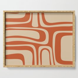 Palm Springs - Midcentury Modern Retro Pattern in Mid Mod Beige and Burnt Orange Serving Tray