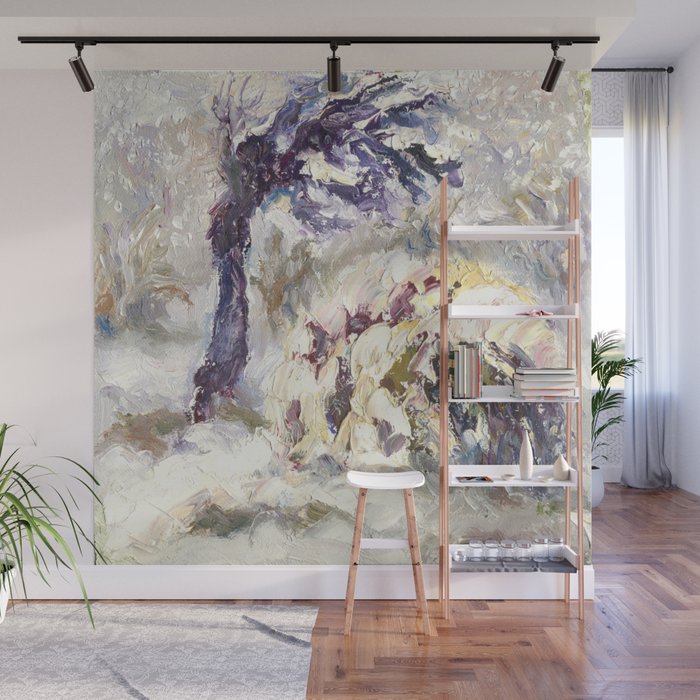 Impasto Winter Tree - Katherine Collection Wall Mural