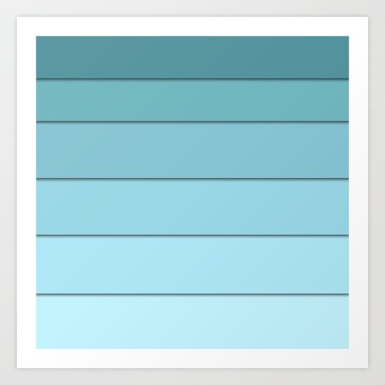 Colorful geometric striped pattern in shades of blue . Art Print