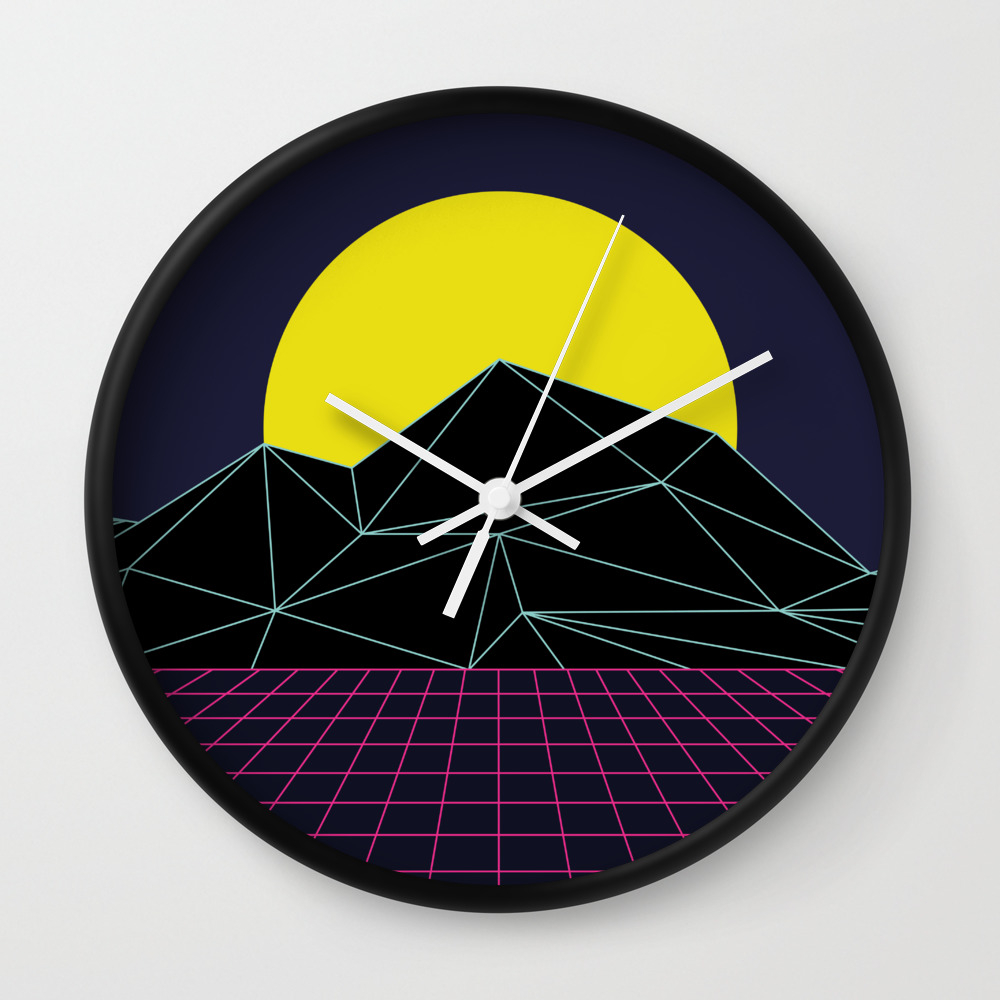 Outrun To The Sun 80s Retro Wall Clock By Graphicwavedesign Society6
