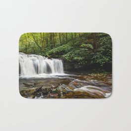 Appalachian Waterfall VII - Ricketts Glen Adventure Bath Mat | Glen, Ricketts, Nature, Summer, Digital, Illustration, Landscape, Hiking, Wanderlust, Adventure 