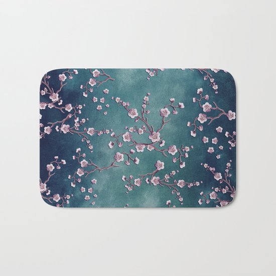 SAKURA LOVE GRUNGE TEAL Bath Mat