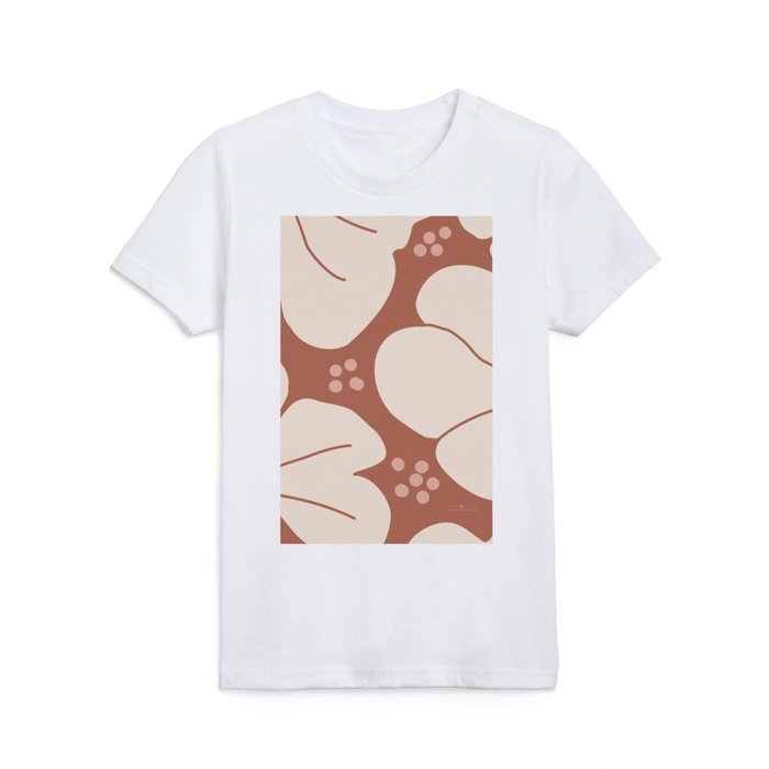 Wildflower Leaves Macro on Medium Brown Kids T Shirt