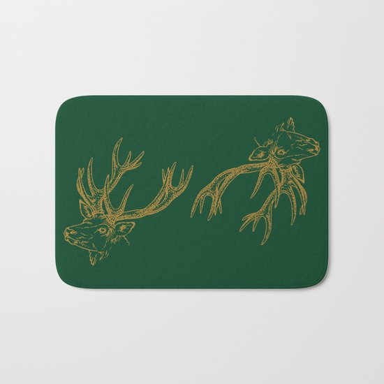 Deer Green Gold Bath Mat