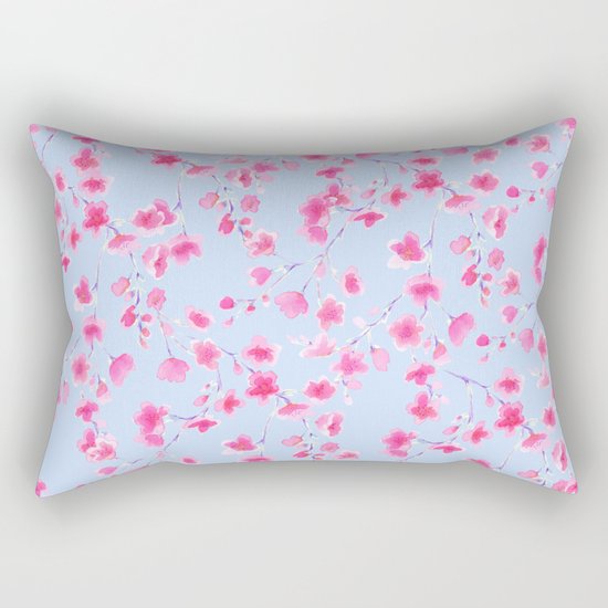 Cherry Blossoms Periwinkle (For Mackenzie) Rectangular Pillow