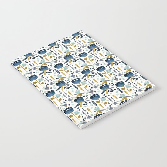 Acuarela Blue Flowers Pattern Notebook