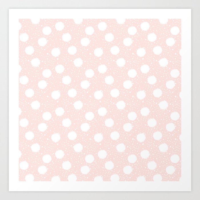 Snowfall White Polka Dots On Pink Art Print