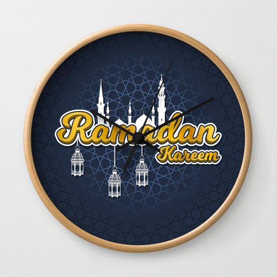 Golden Ramadan Kareem In Cartoon 3d Word With Silhouette Of