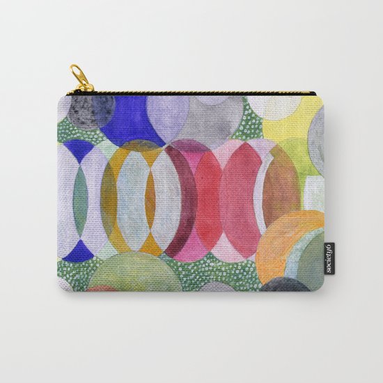 Overlapping Ovals and Circles on Green Dotted Ground Carry-All Pouch