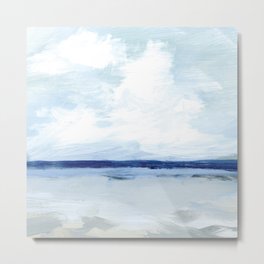Beach and Sky Seascape Abstract Landscape Painting Metal Print | Serene, Blueandwhite, Clouds, Naturepainting, Landscape, Beach, Abstractbeach, Beachpainting, Beachscene, Homedecor 