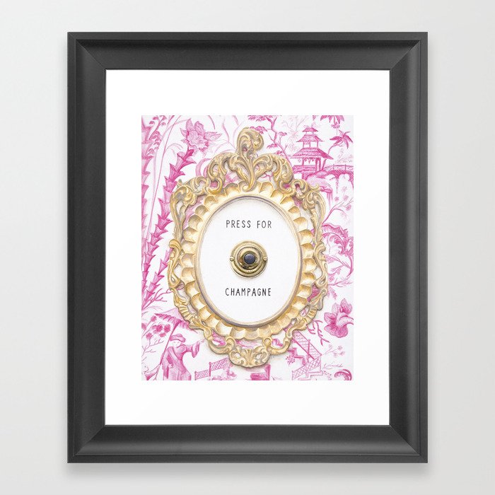 Press For Champagne- in The Pink Pagoda Framed Art Print
