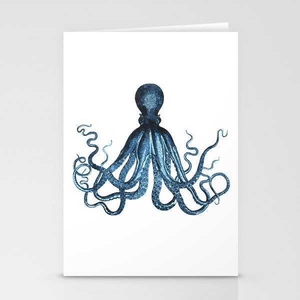 Octopus coastal ocean blue watercolor Stationery Cards