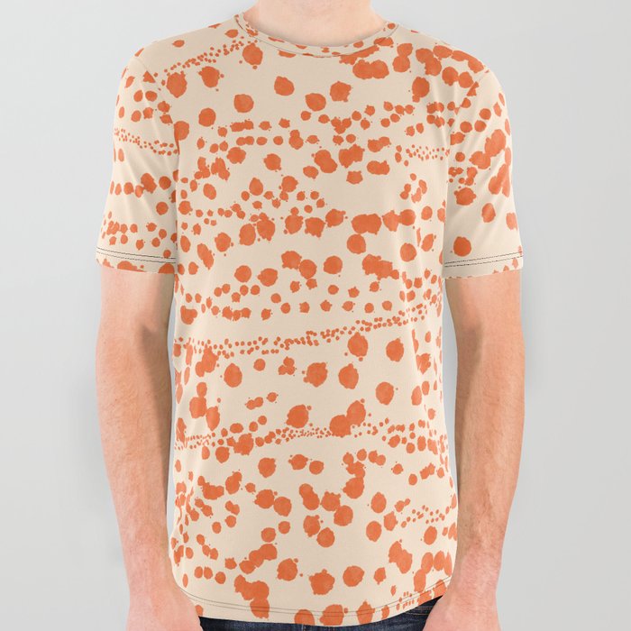 Strata - Organic Ink Blot Abstract in Orange Cream All Over Graphic Tee