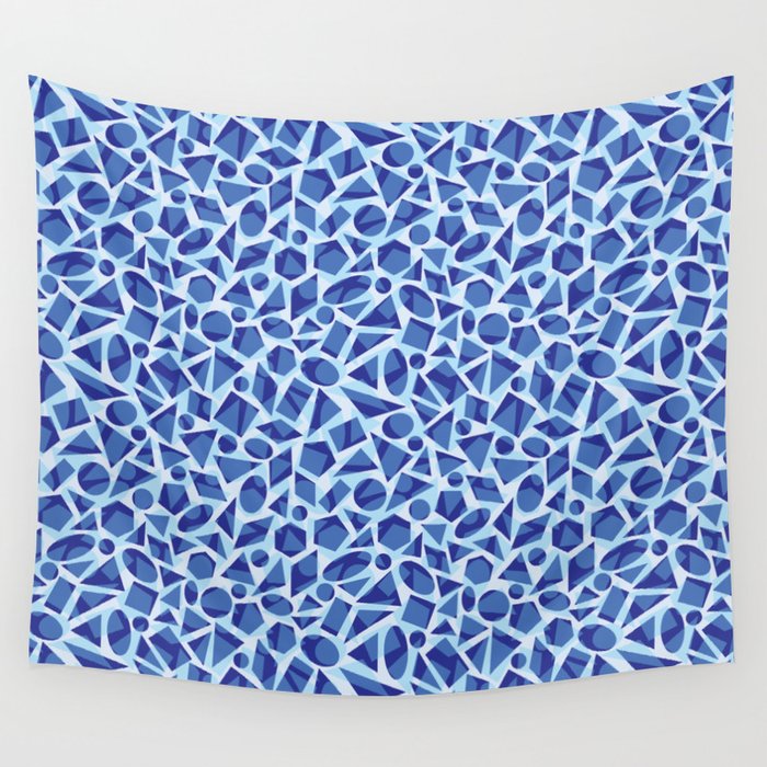 Blue Abstract Geometric Pattern Wall Tapestry