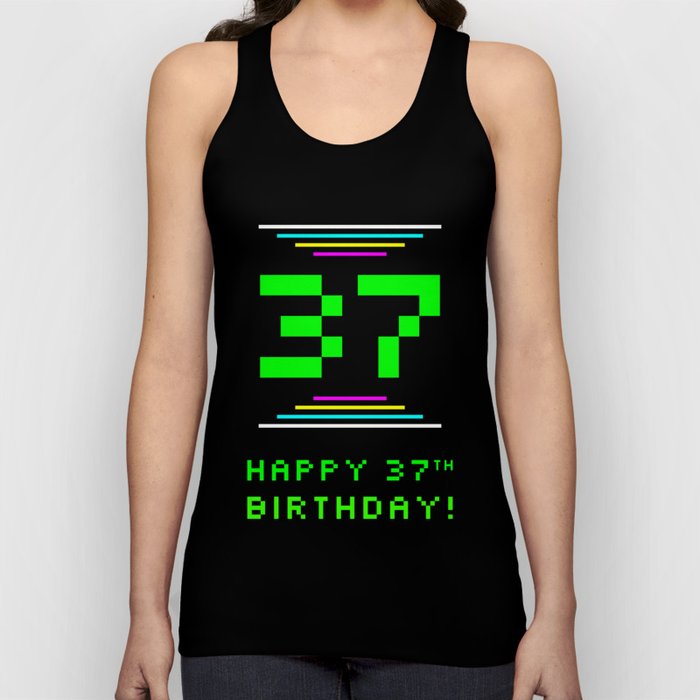 37th Birthday - Nerdy Geeky Pixelated 8-Bit Computing Graphics Inspired Look Tank Top