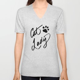 Cat Lady V Neck T Shirt