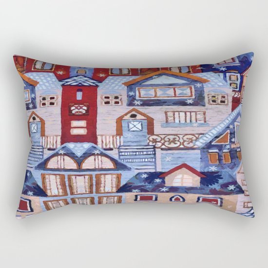 Winter town Rectangular Pillow