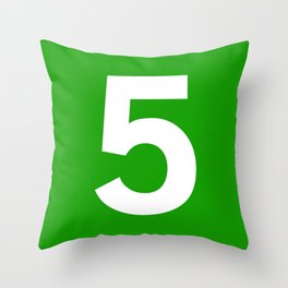 Number 5 (White & Green) Throw Pillow