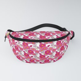 Retro Mid-Century Modern Mums Pink And White Floral Mini Fanny Pack