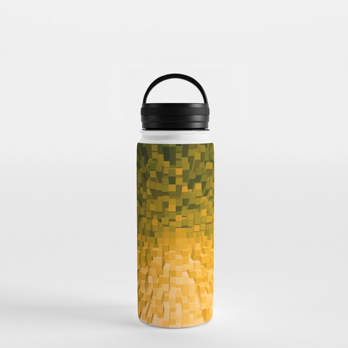 Gold Pixelated Pattern Water Bottle