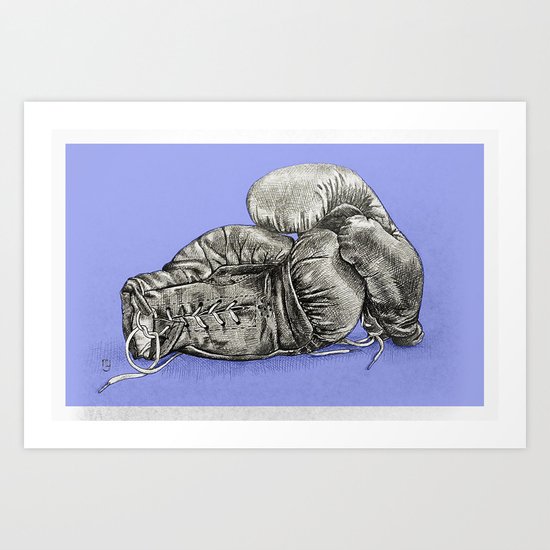 Boxing gloves blue Art Print