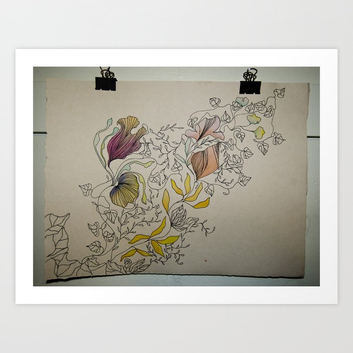 Illustration with Floral Art Print