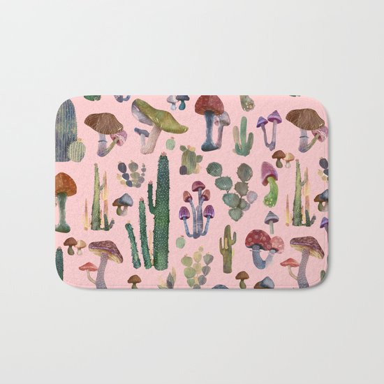 cactus and mushrooms II!! Bath Mat