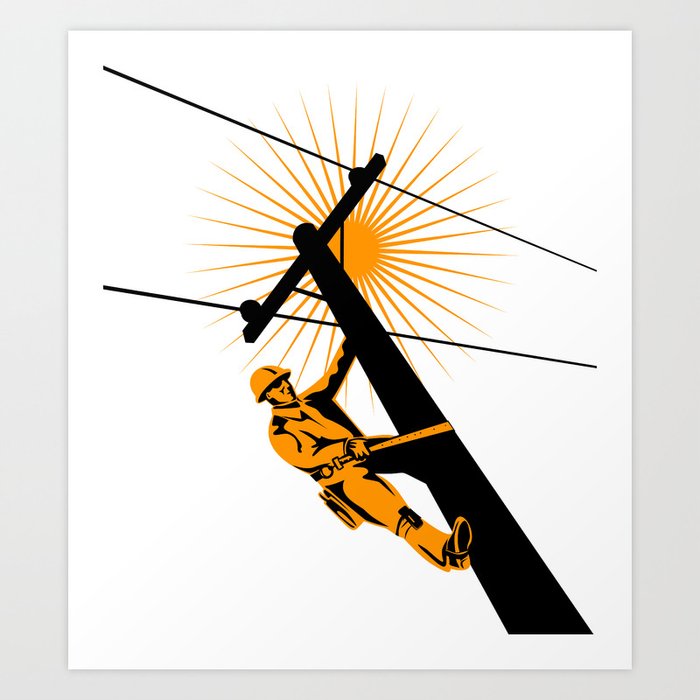 Power Lineman Electrician Art Print by patrimonio