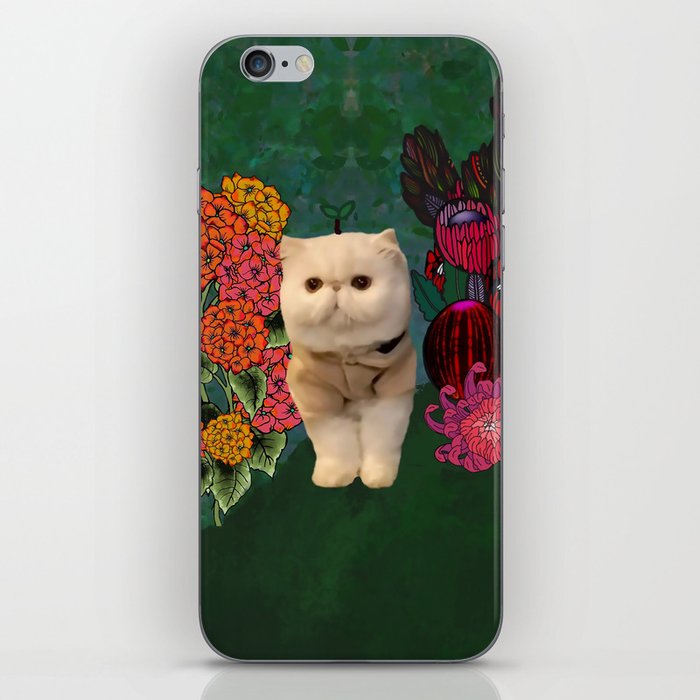 Cat with Flowers iPhone Skin